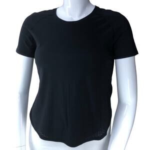 Lululemon Womens Size 10 Black Athletic Round Hem Top Crew Neck